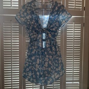 BLUE FLORAL PRINCESS POLLY ROMPER